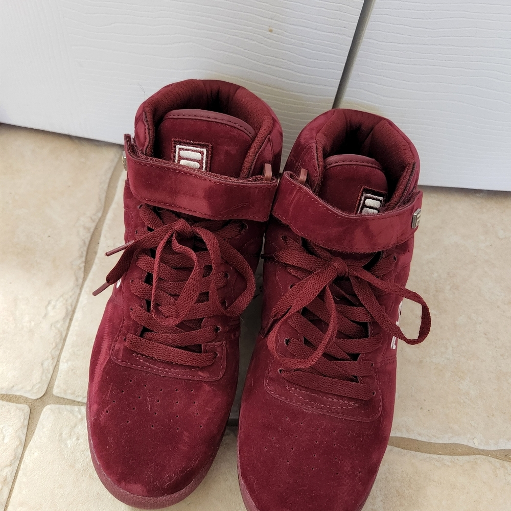 Red Fila high tops